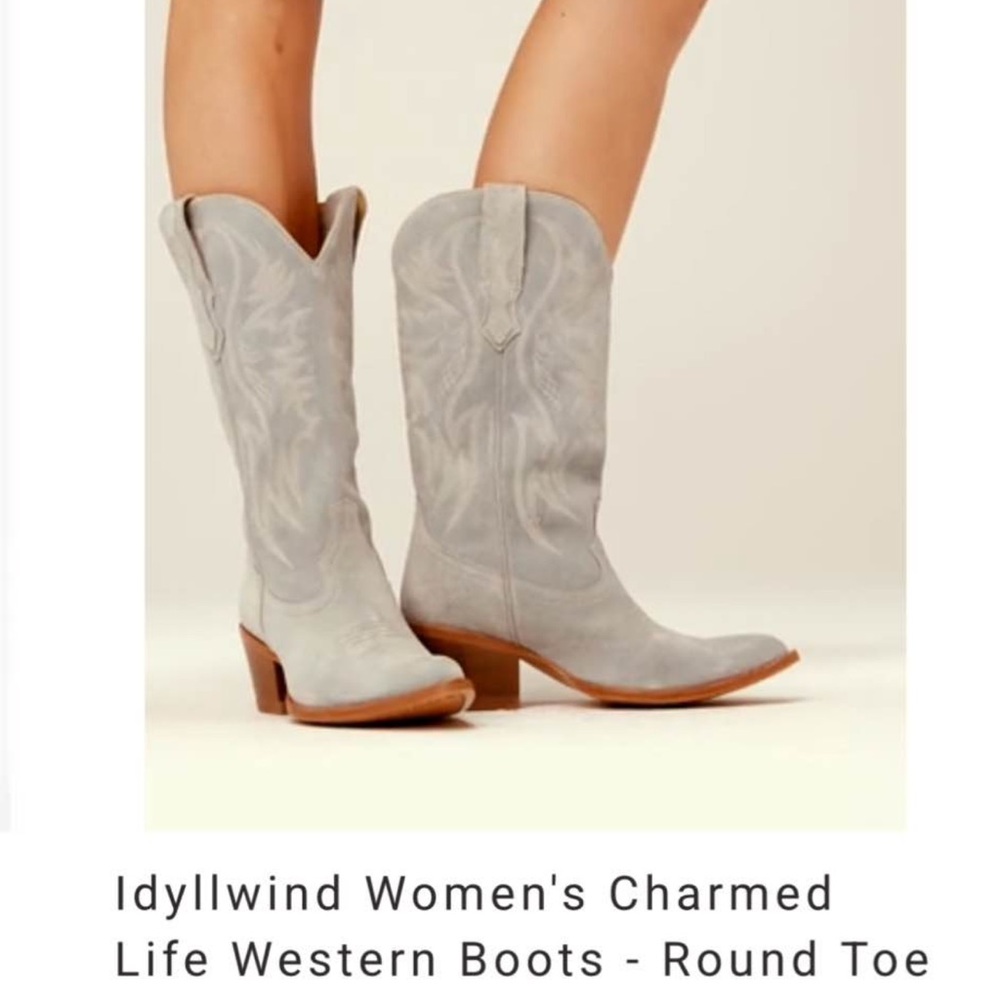 Tony Lama Gray Suede Western Boots - Picture 6 of 8